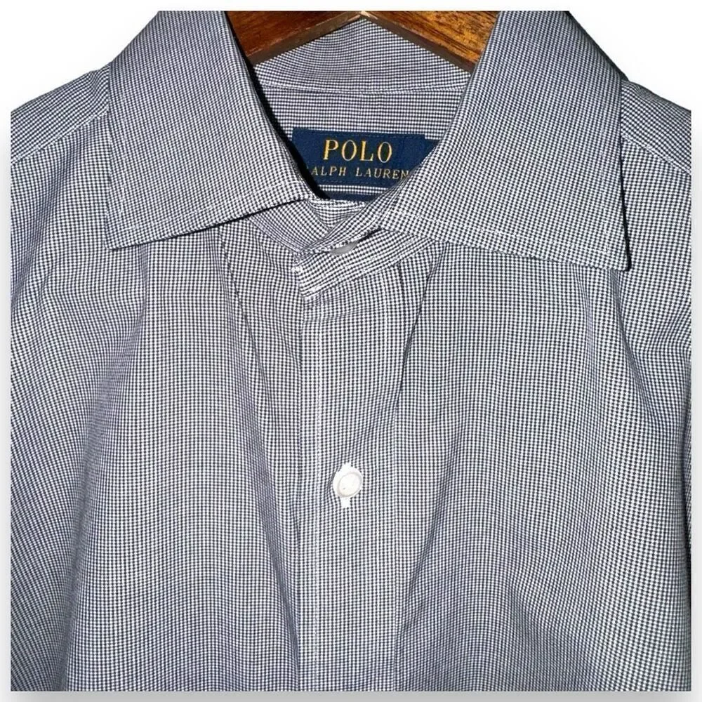 Polo Ralph Lauren Navy Micro Check Dress Shirt M 16 33